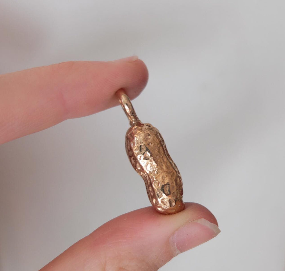 Peanut charm, bronze
