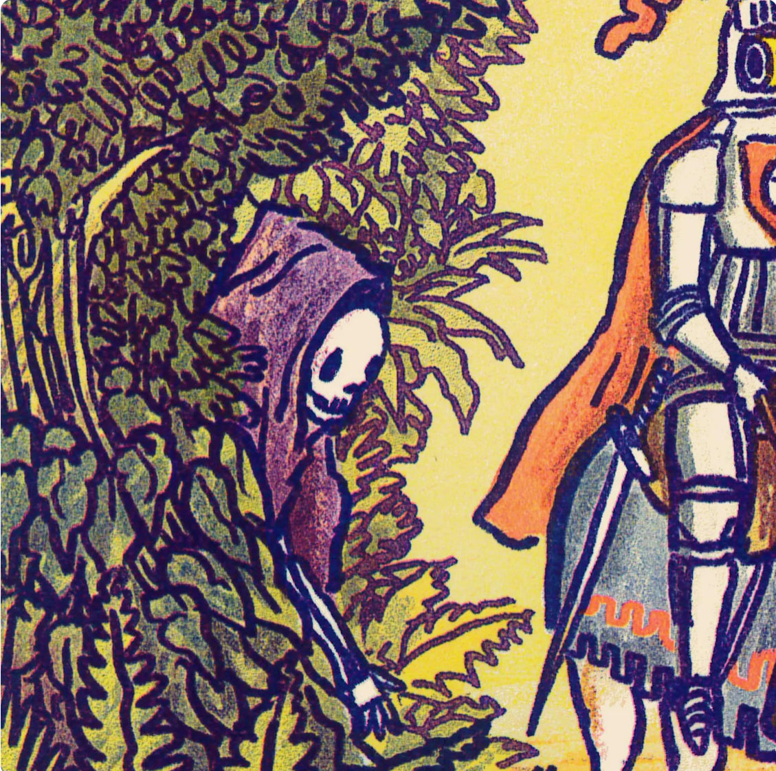 Knolp Nomine Eques! Knight and Wolves Risograph Print