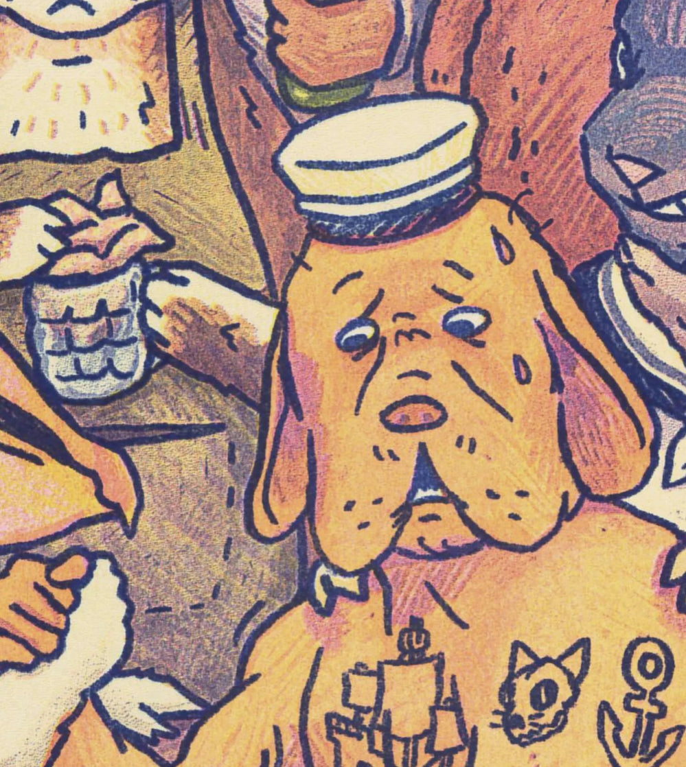 Pelican Arm Wrestle Risograph Print