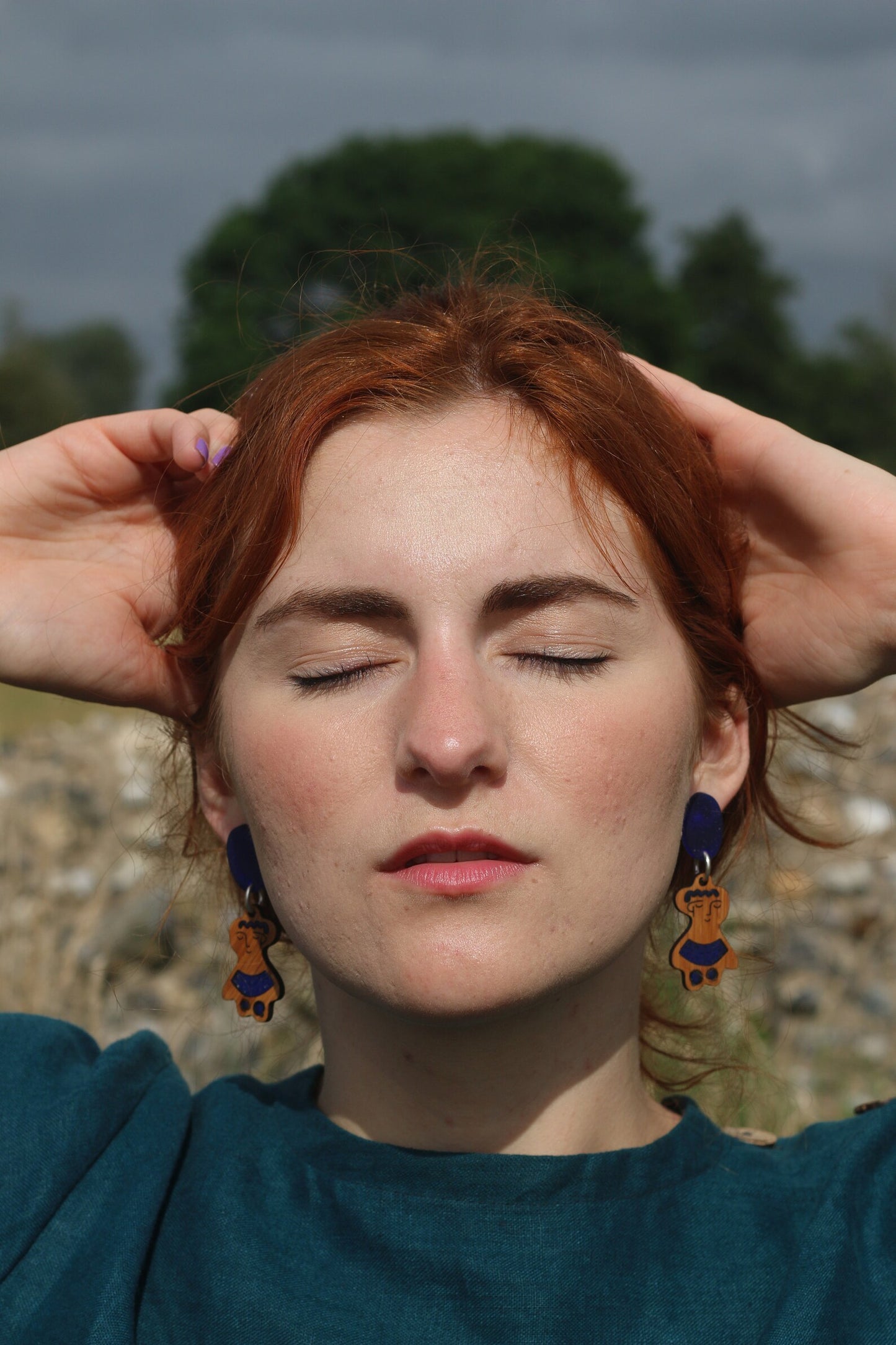 Recycled, Hathor goddess earrings