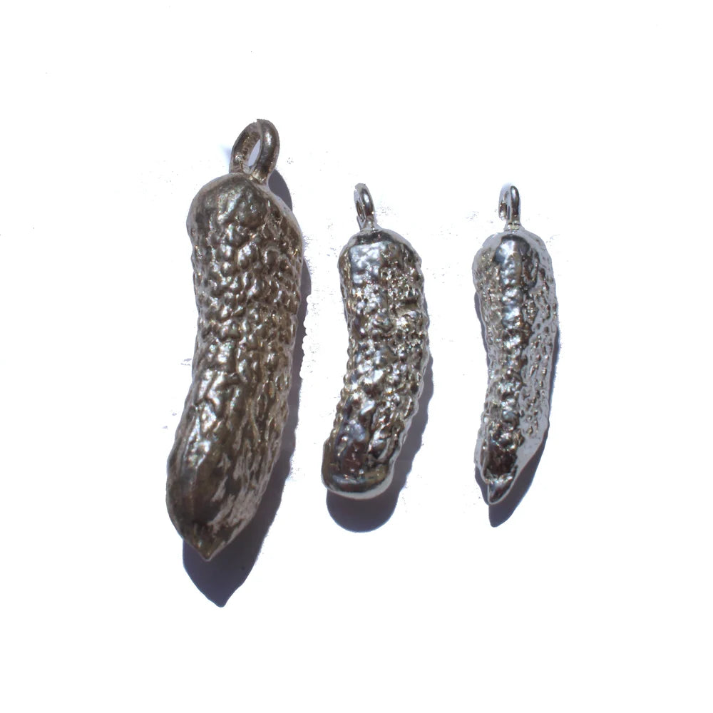 Cornichon charm, silver