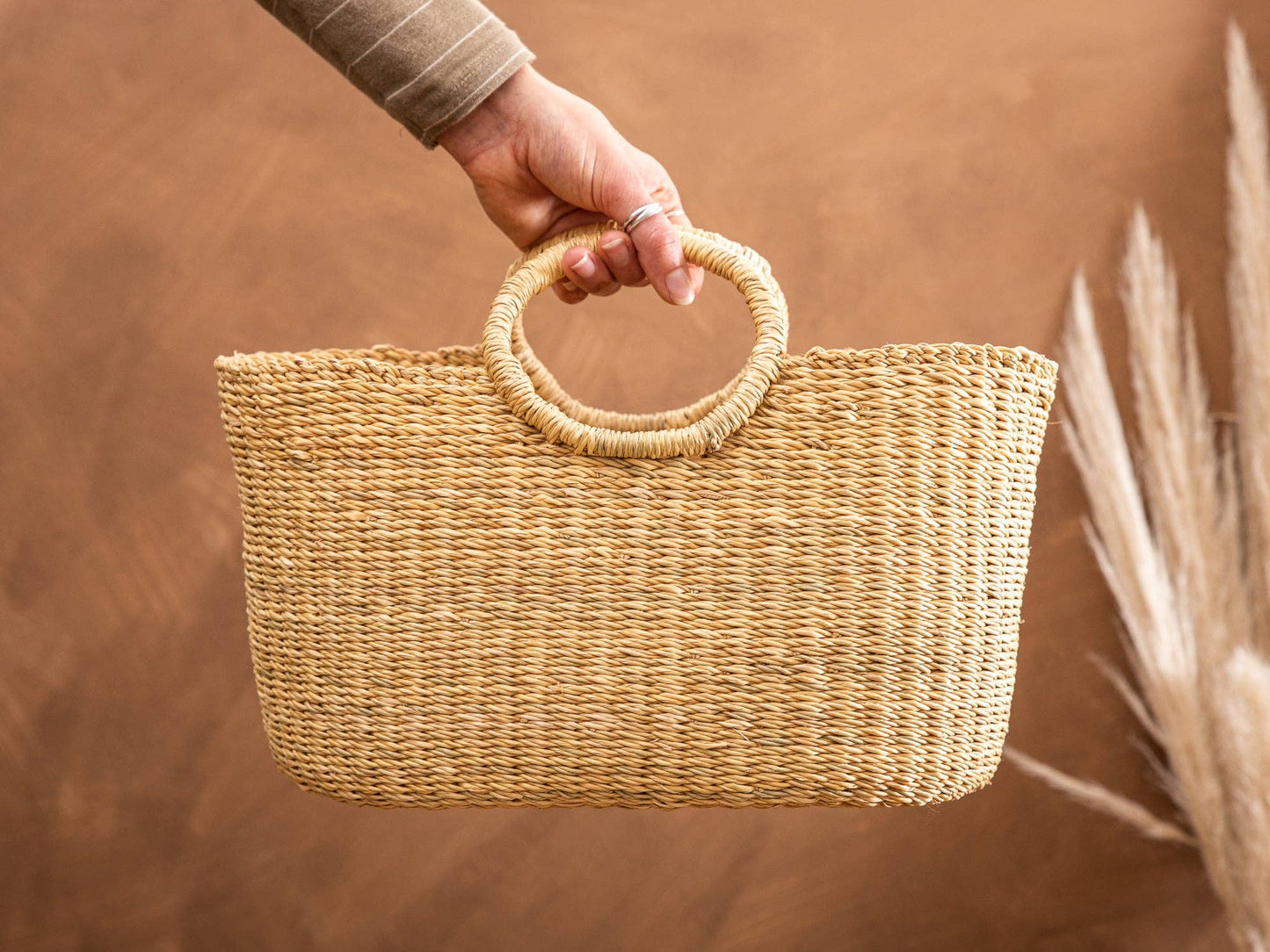 BUSUNU: Natural Woven Shopping Basket: Small