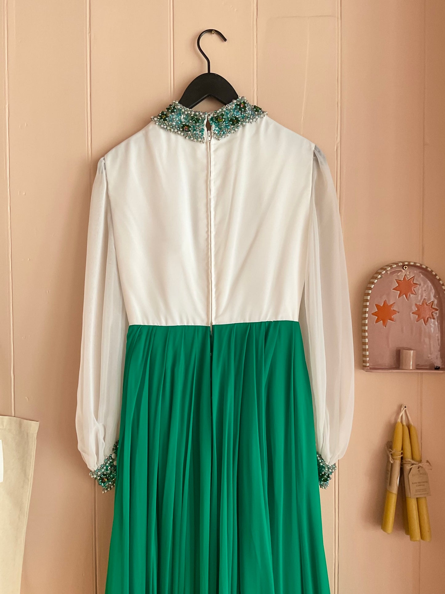 Vintage 1970’s beaded green dress