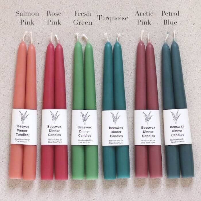 Eco & Sustainable Tapered Dinner Candles | Long & Clean Burn: Salmon Pink / Medium (18cm)