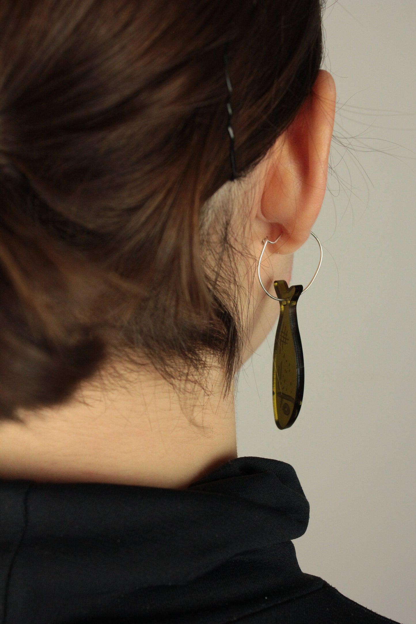 Large recycled fish earrings