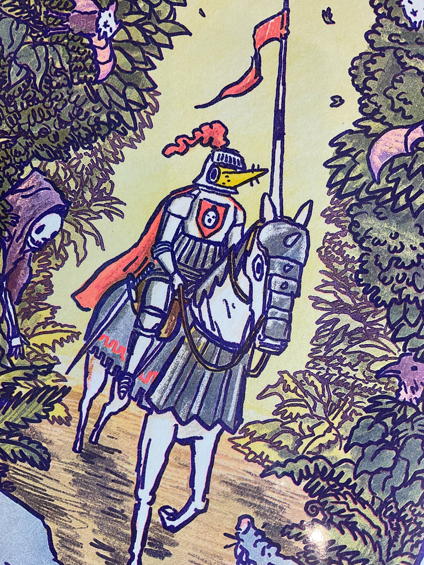 Knolp Nomine Eques! Knight and Wolves Risograph Print