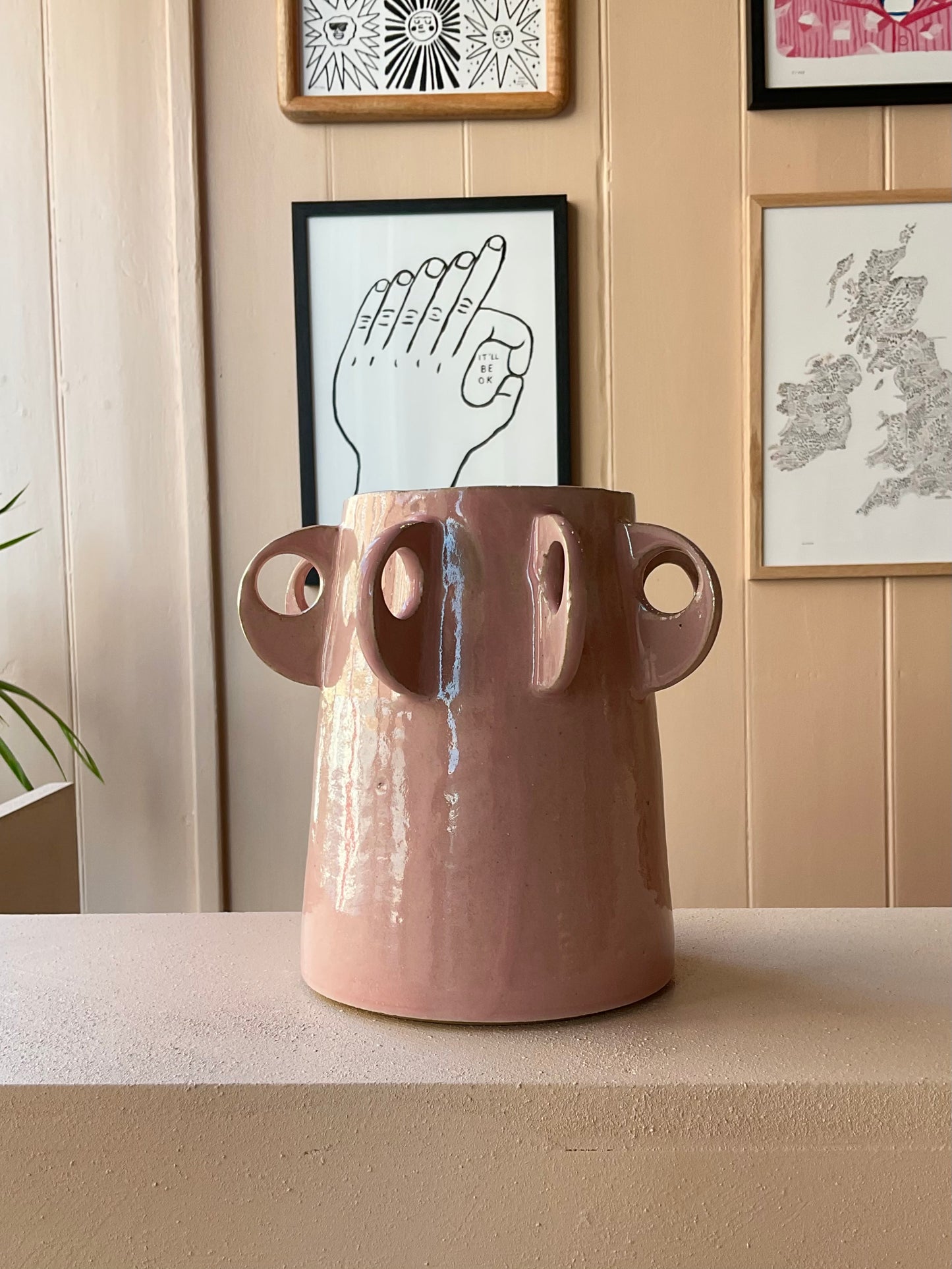Pink handle vase
