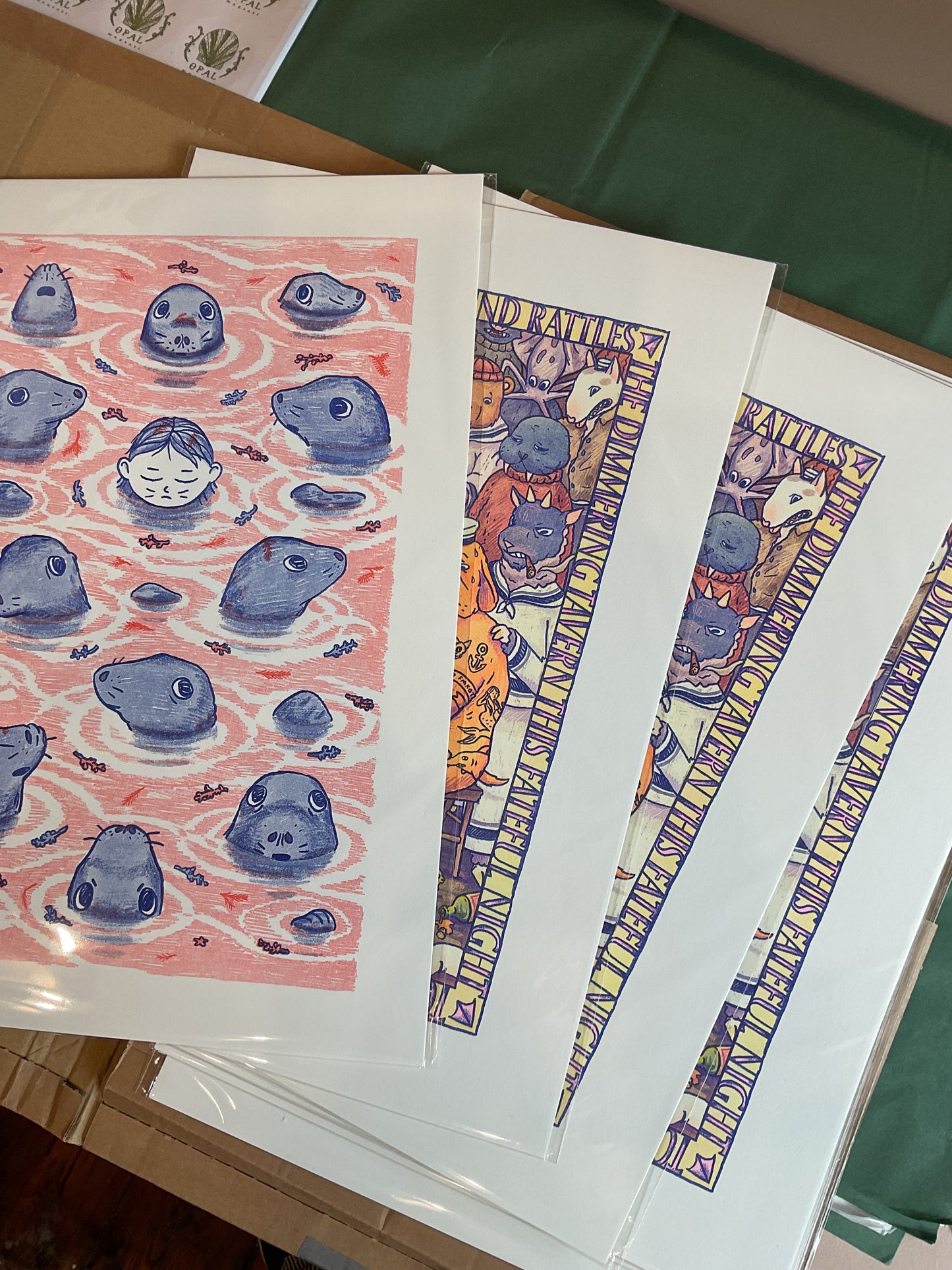 Seals Risograph Print