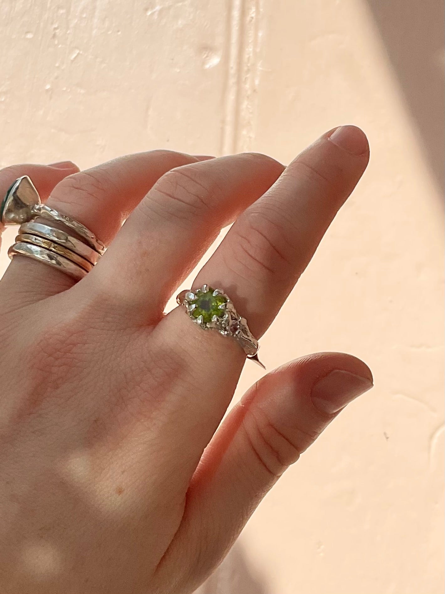 Peridot & Pink Sapphire Ring
