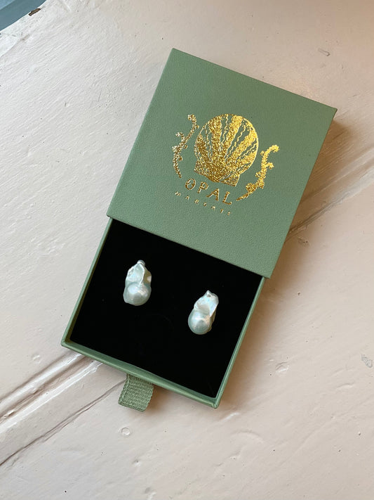 White freshwater pearl earrings