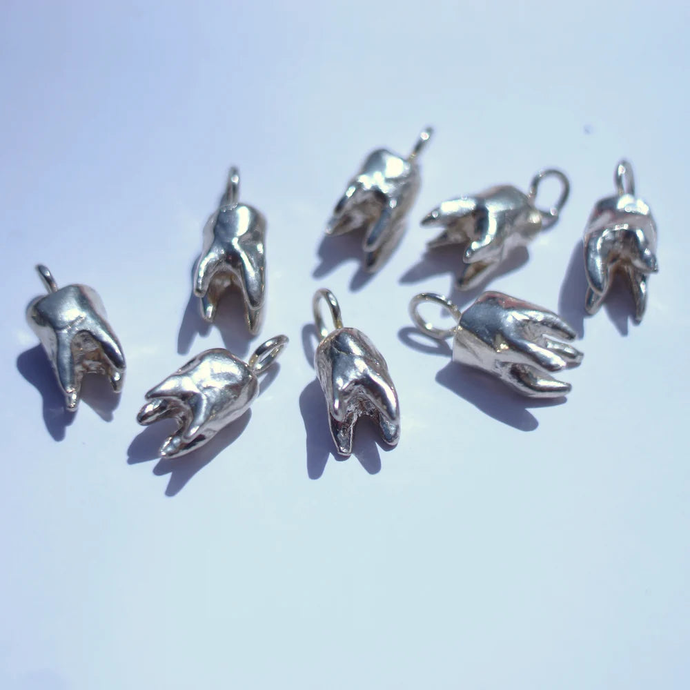 Tooth charm, silver