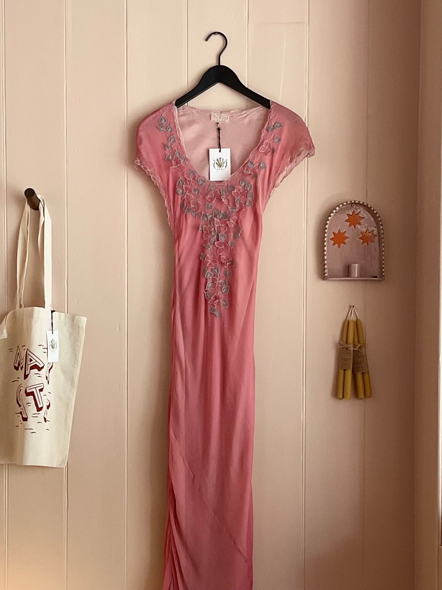 Vintage bias cut pink slip dress