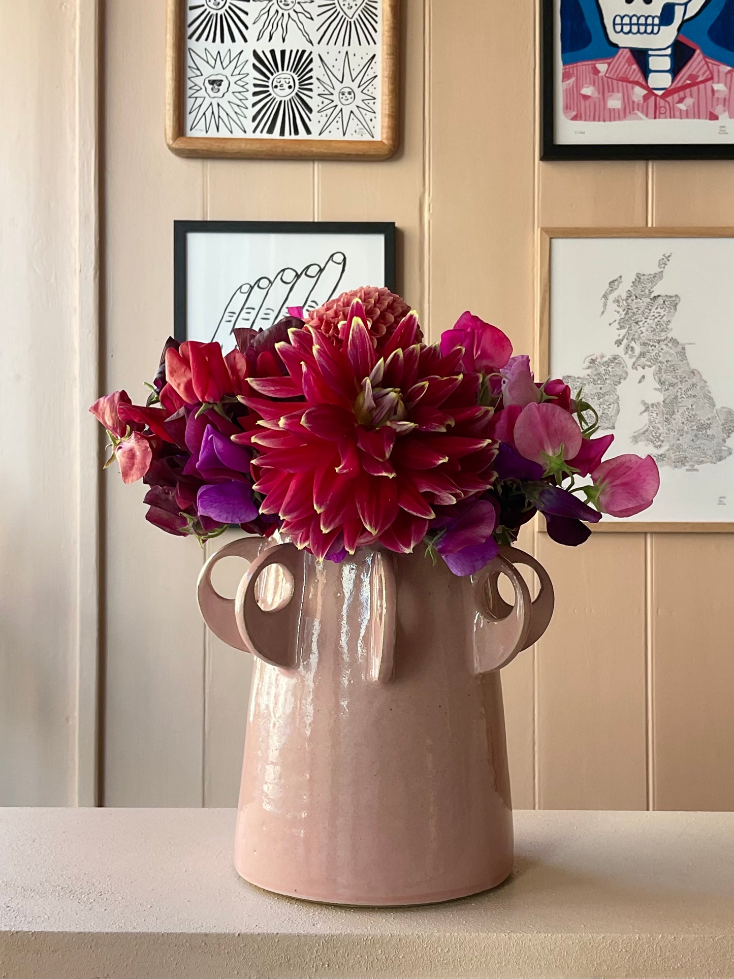 Pink handle vase