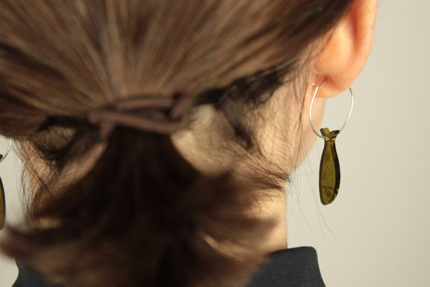 Miniature recycled fish earrings