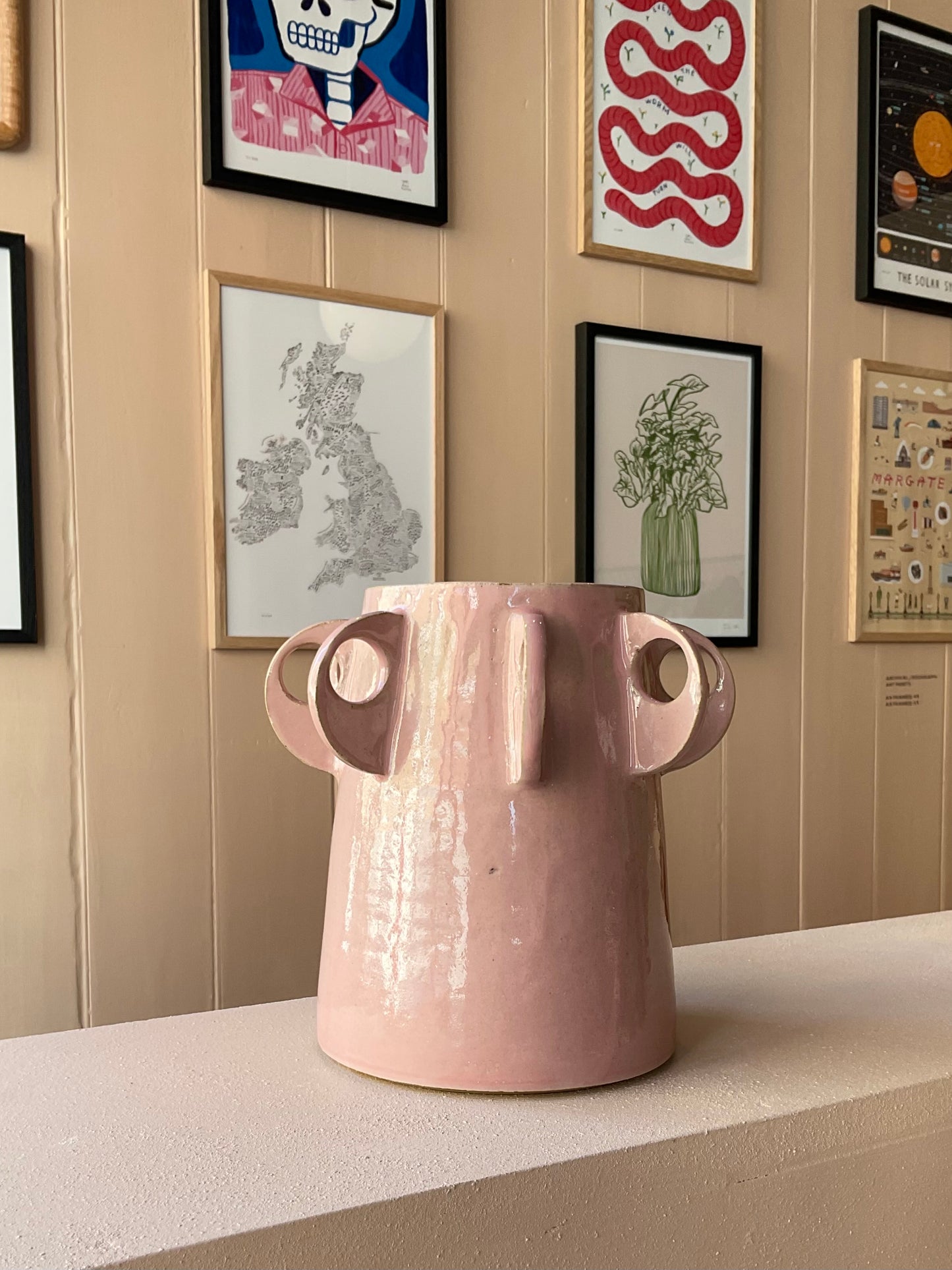 Pink handle vase