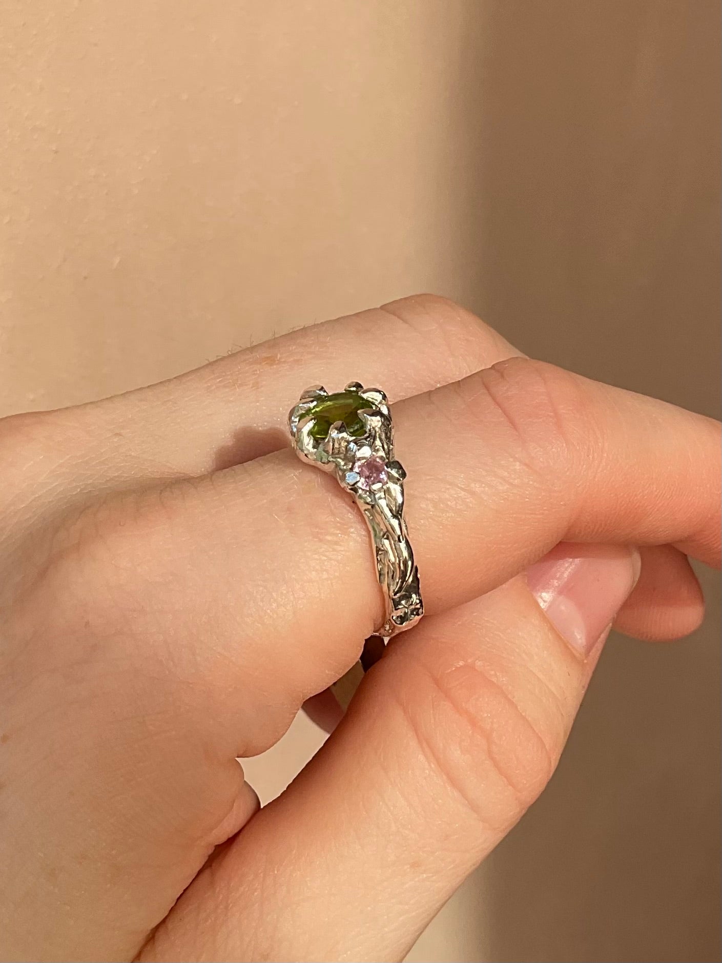 Peridot & Pink Sapphire Ring