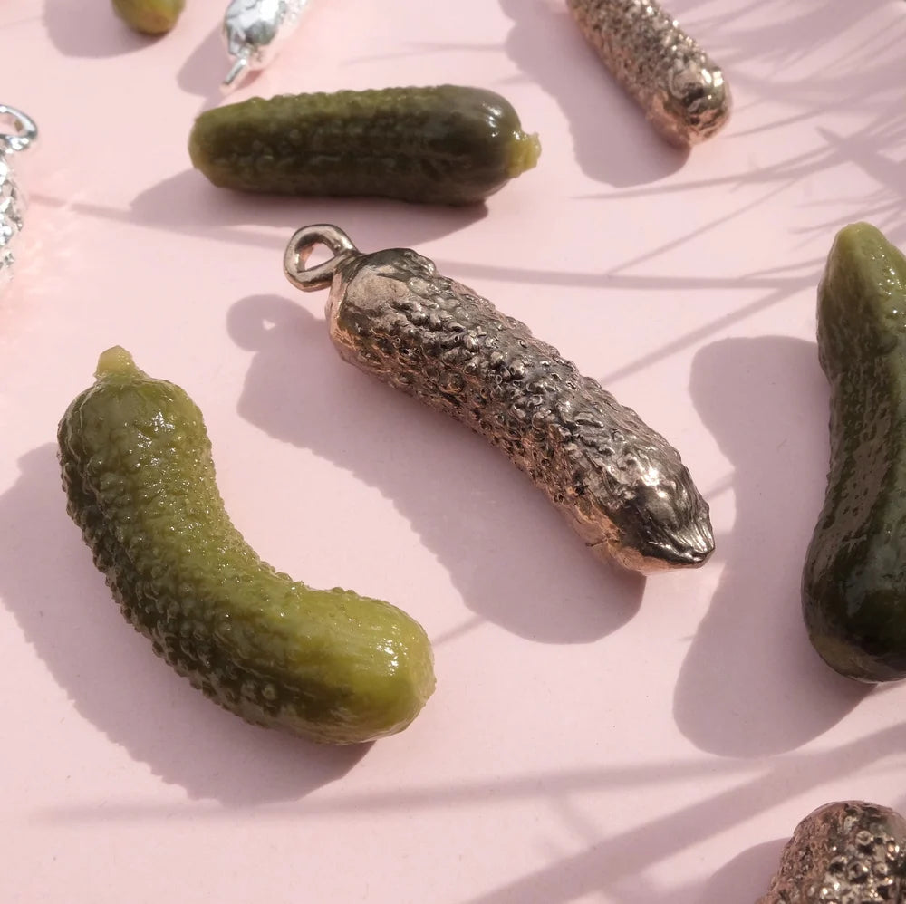 Cornichon charm, silver