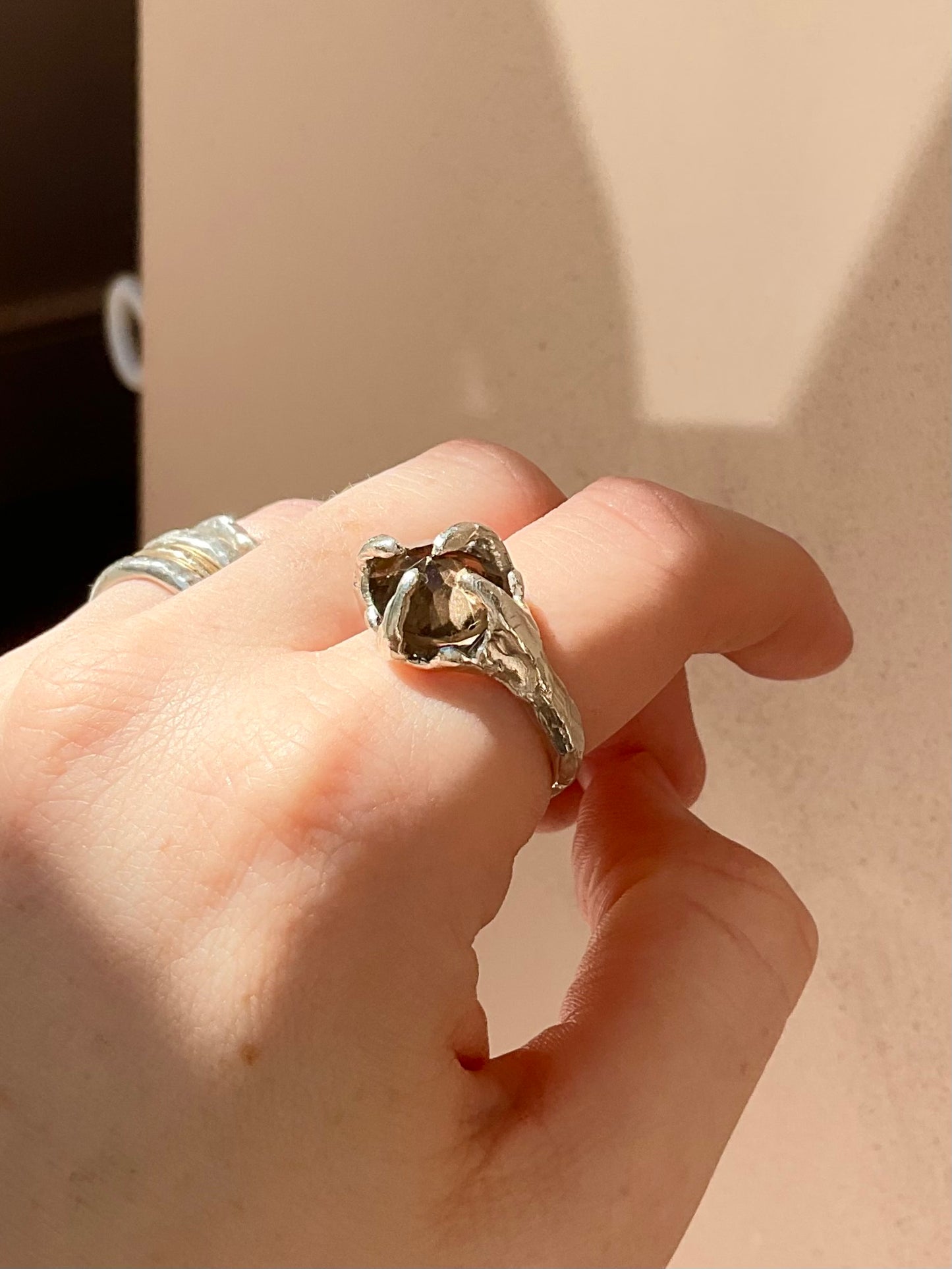 Smokey Quartz Claw Ring