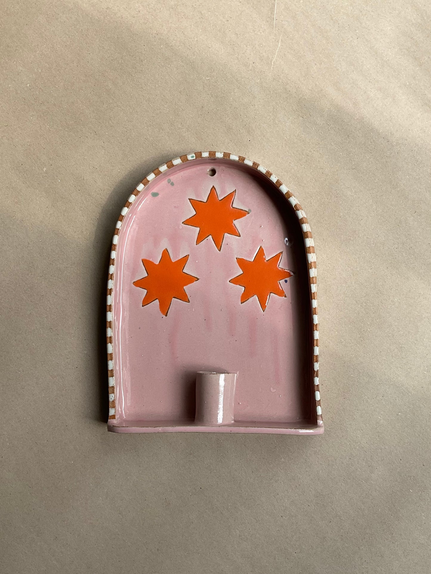 Celeste Candle Sconce, Pink & Orange