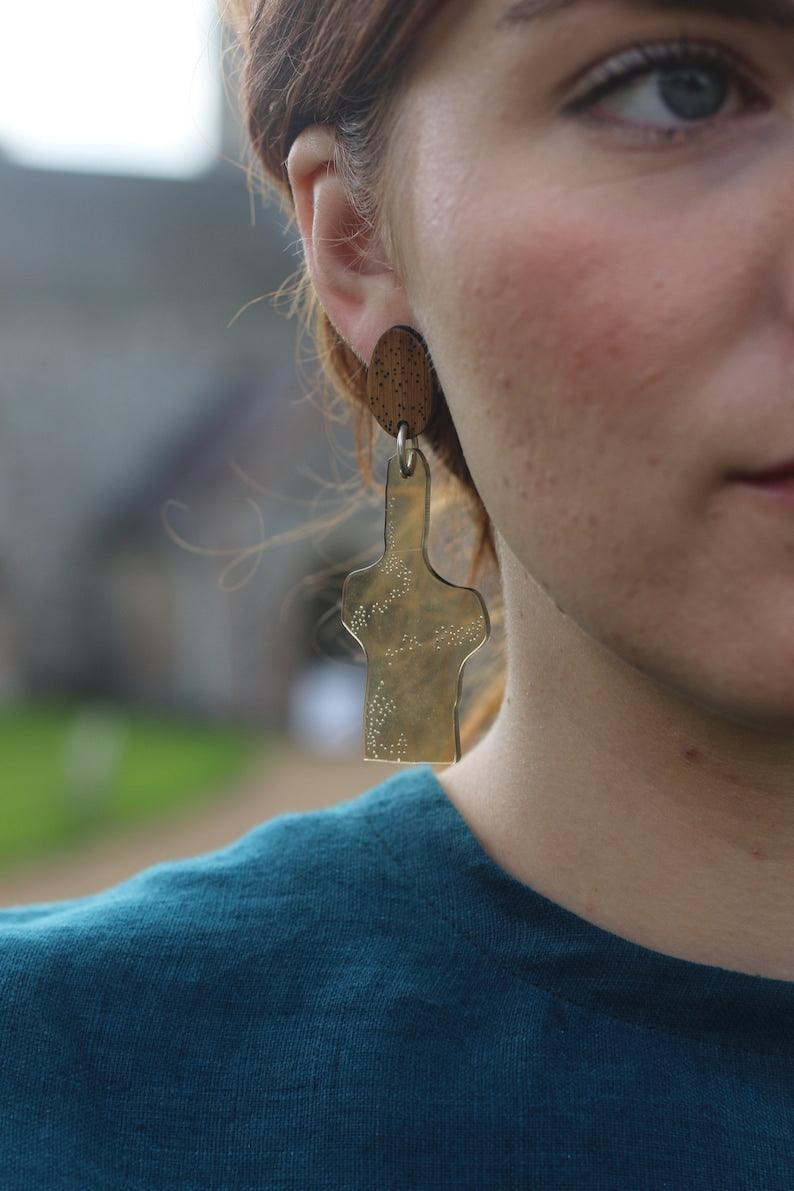 Human form, drop earrings
