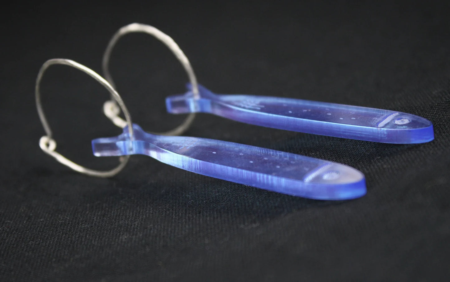 Recycled long fish earrings