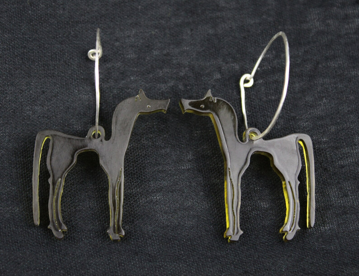 Recycled horse earrings