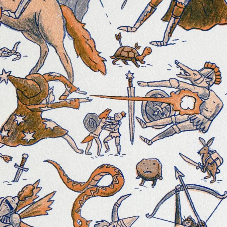 Knights Risograph Print