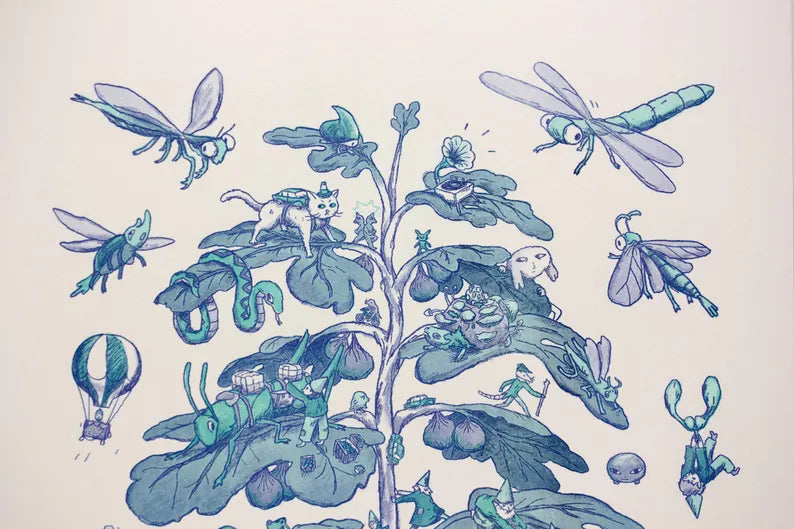 Figs and Bugs Risograph Print