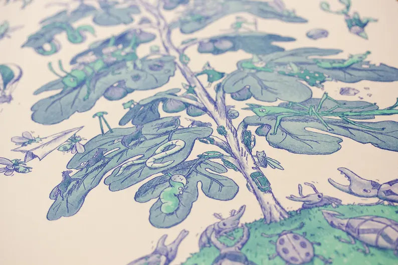 Figs and Bugs Risograph Print
