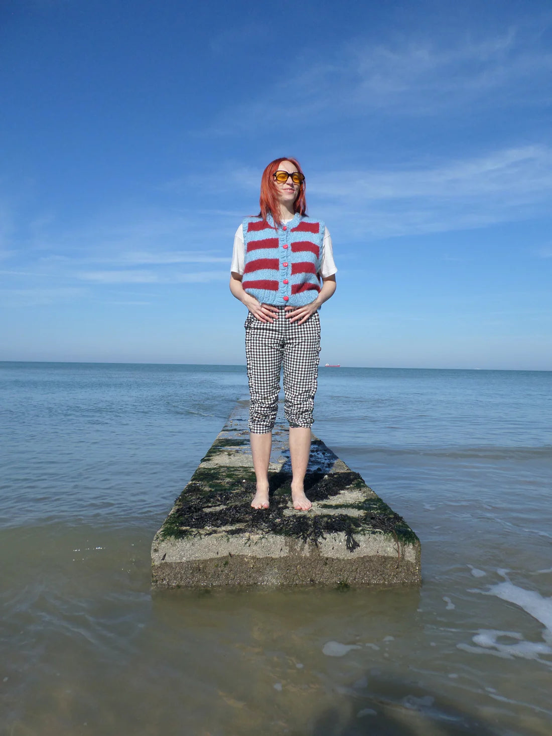 Striped Sleeveless Cardi