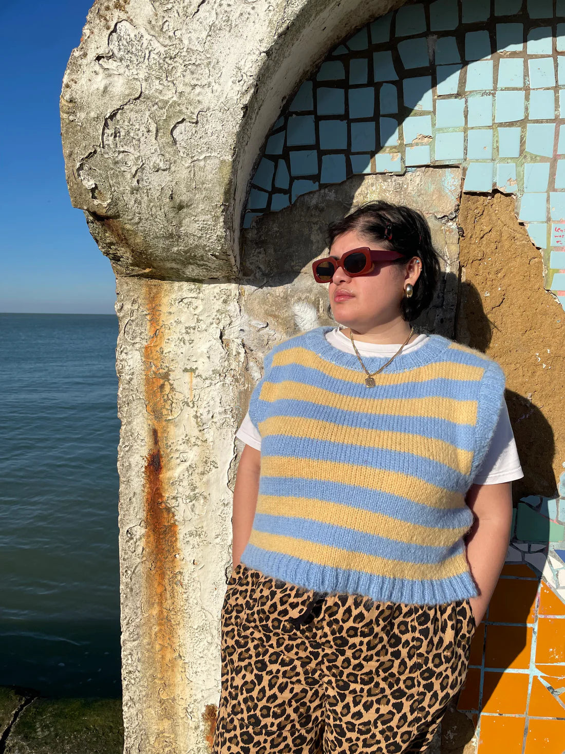 Striped Yellow Mohair Sweater Vest