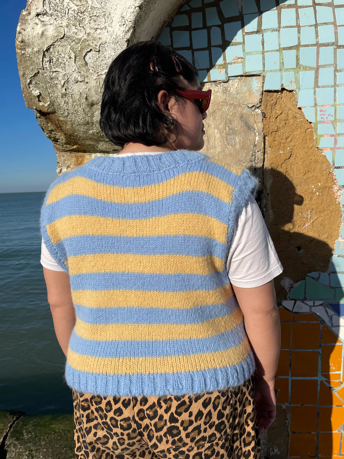 Striped Yellow Mohair Sweater Vest