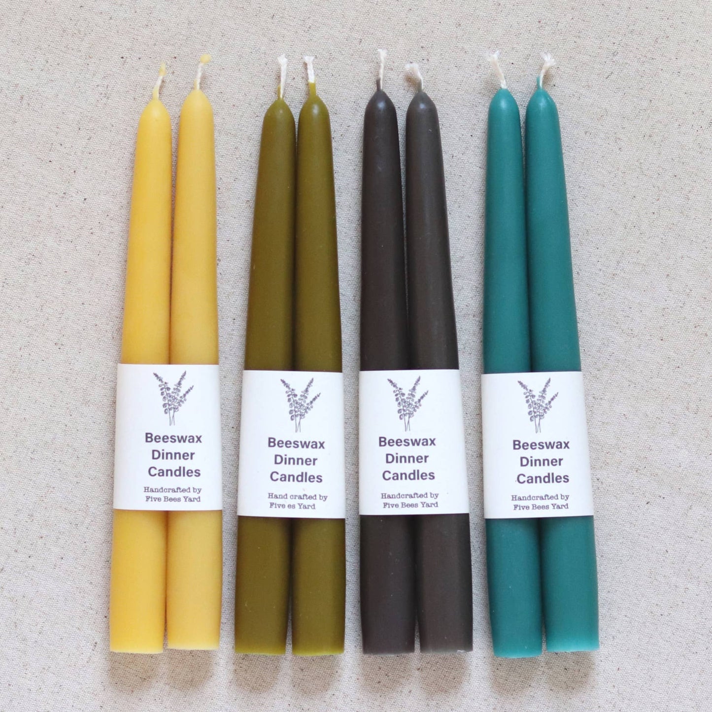 Eco & Sustainable Tapered Dinner Candles | Long & Clean Burn: Natural (Yellow) / Large (23cm)