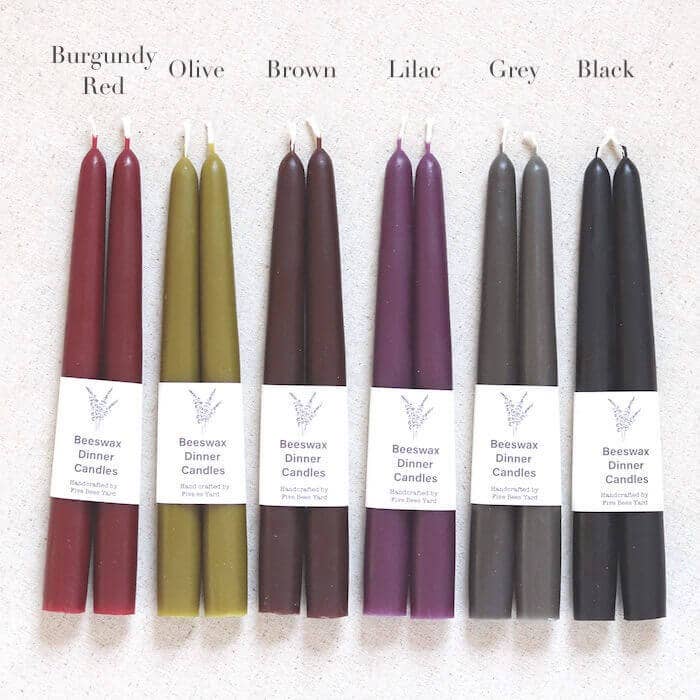 Eco & Sustainable Tapered Dinner Candles | Long & Clean Burn: Olive / Large (23cm)