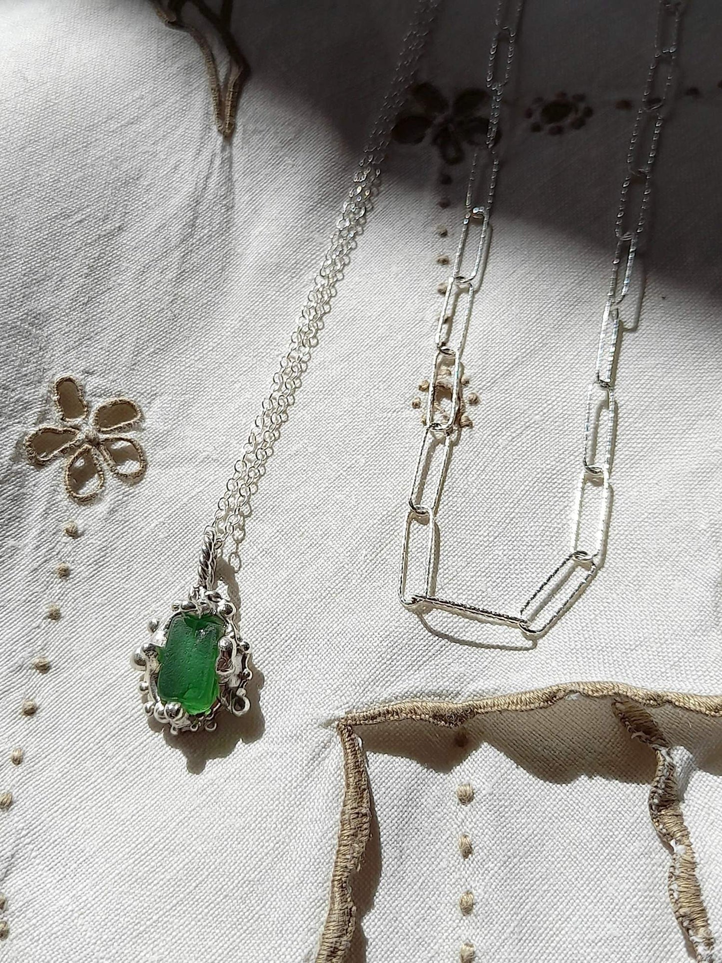 Barnacle Seaglass Pendant