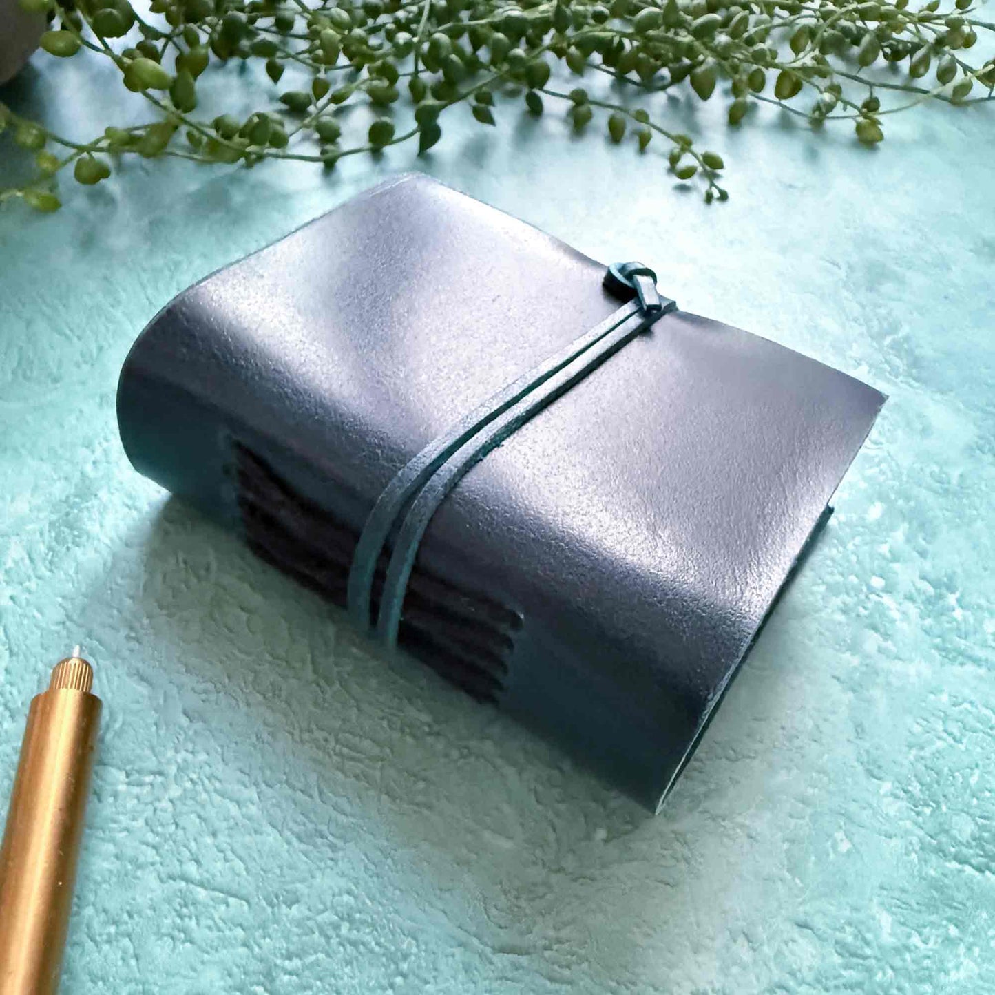 A7 Handmade Leather Notebook - Navy