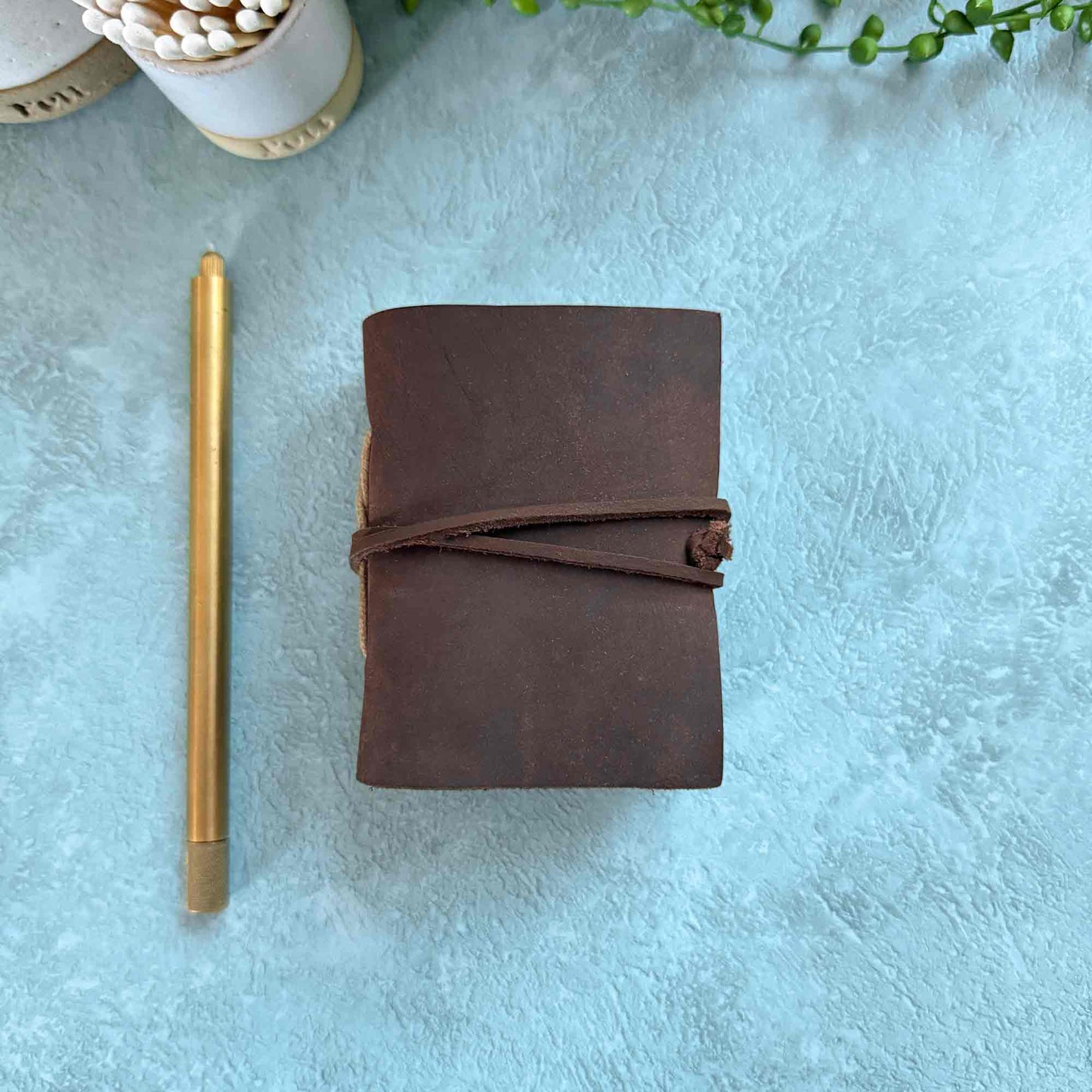 A7 Handmade Leather Notebook, Dark Brown