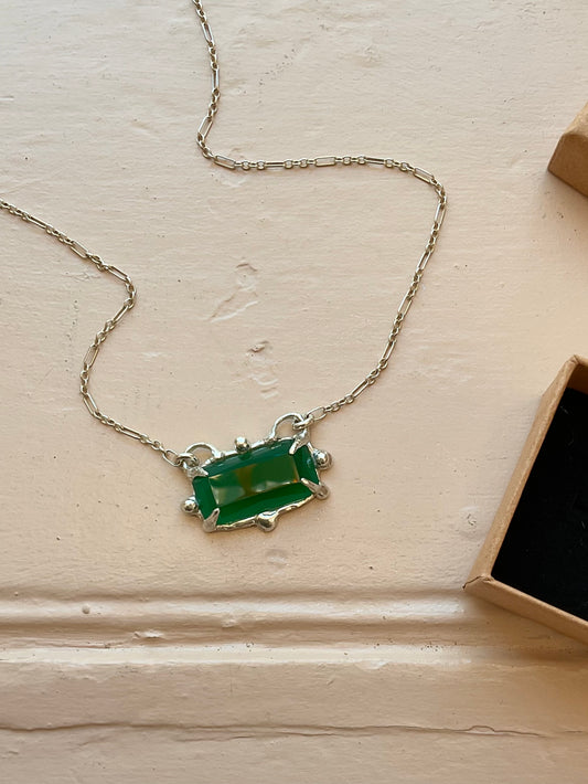 Vintage Green Agate Necklace