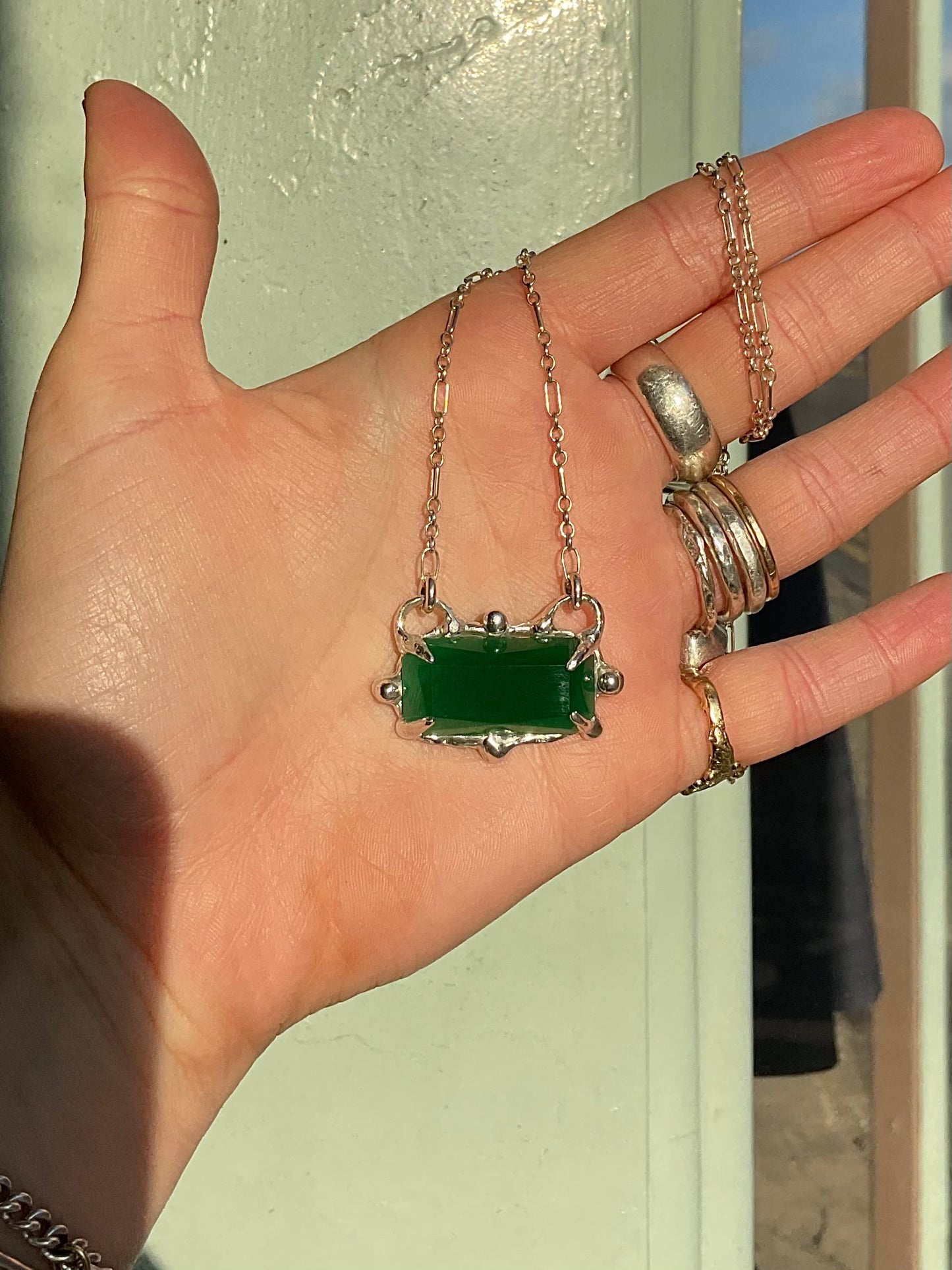 Vintage Green Agate Necklace