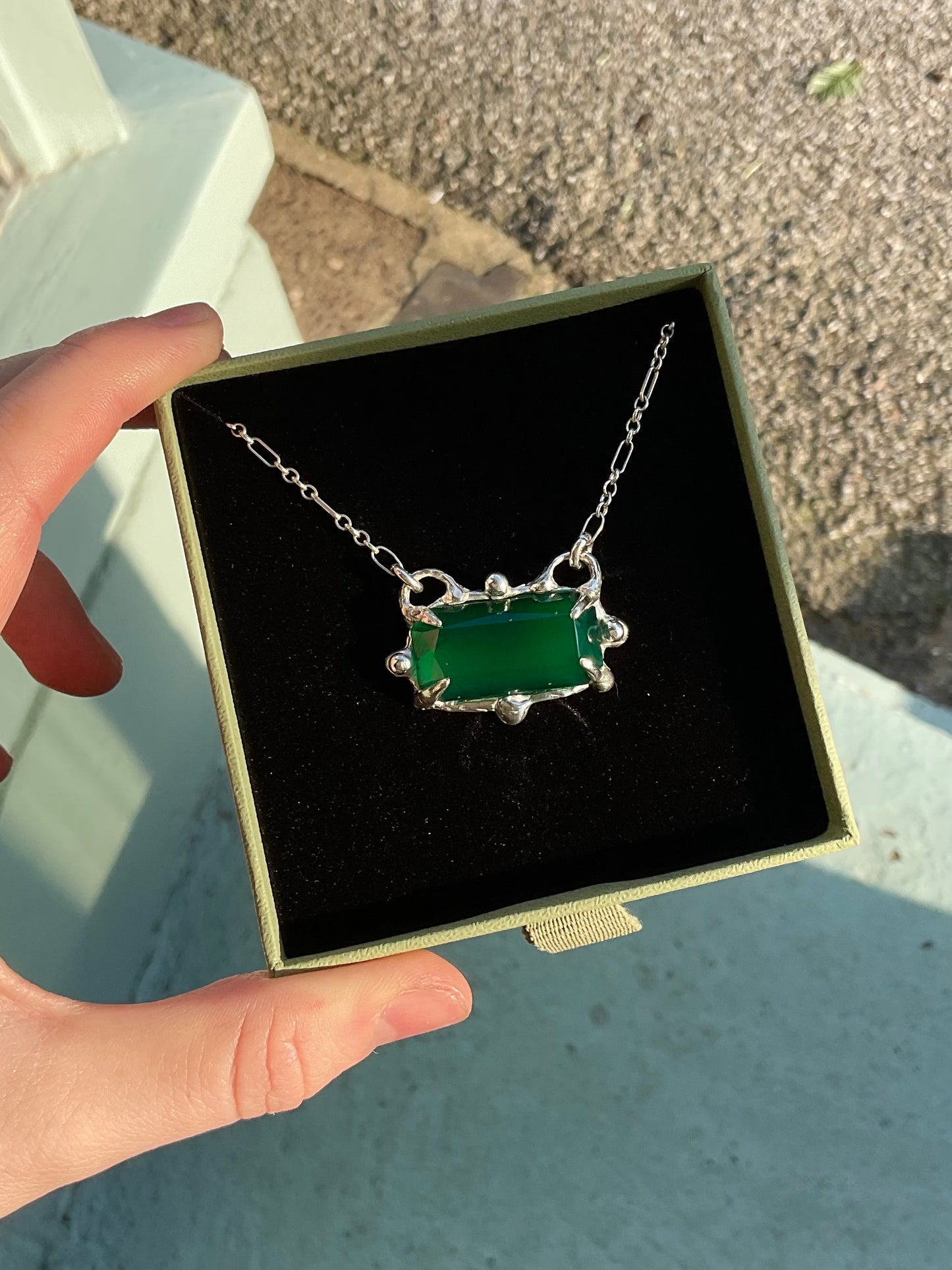 Vintage Green Agate Necklace