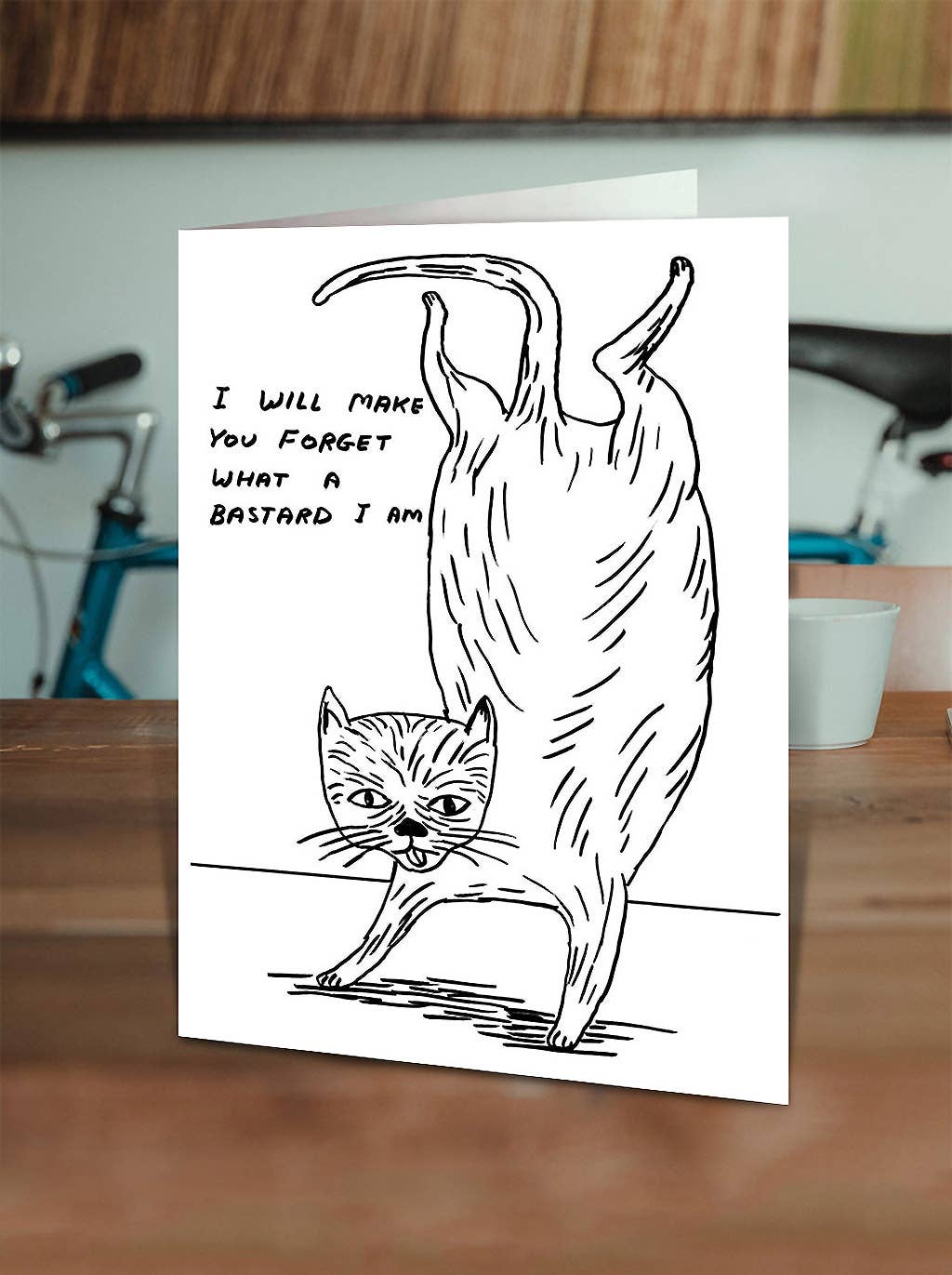 Greetings Card By David Shrigley - Bastard Cat