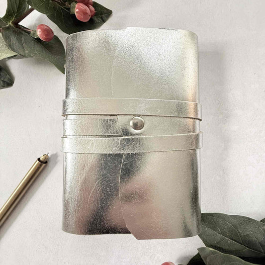 A6 Silver Handmade Leather Notebook