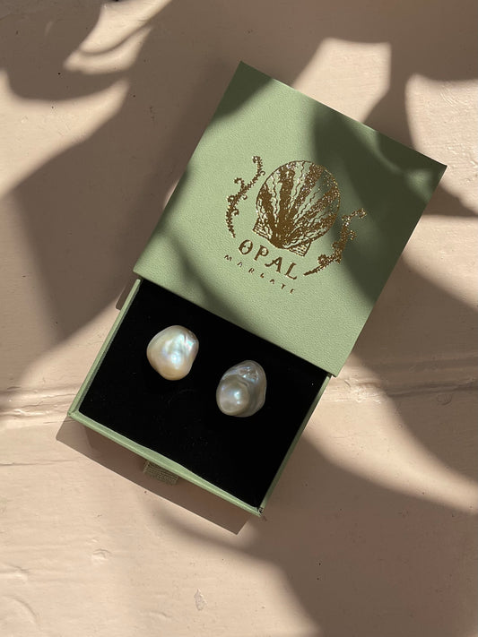 White freshwater pearl earrings