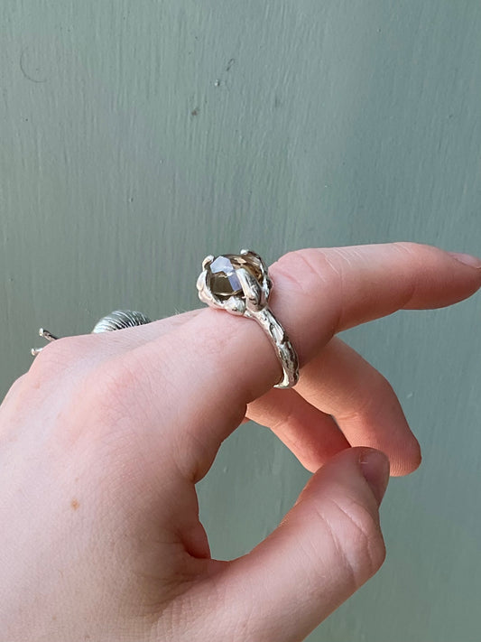 East West Smokey Quartz Ring