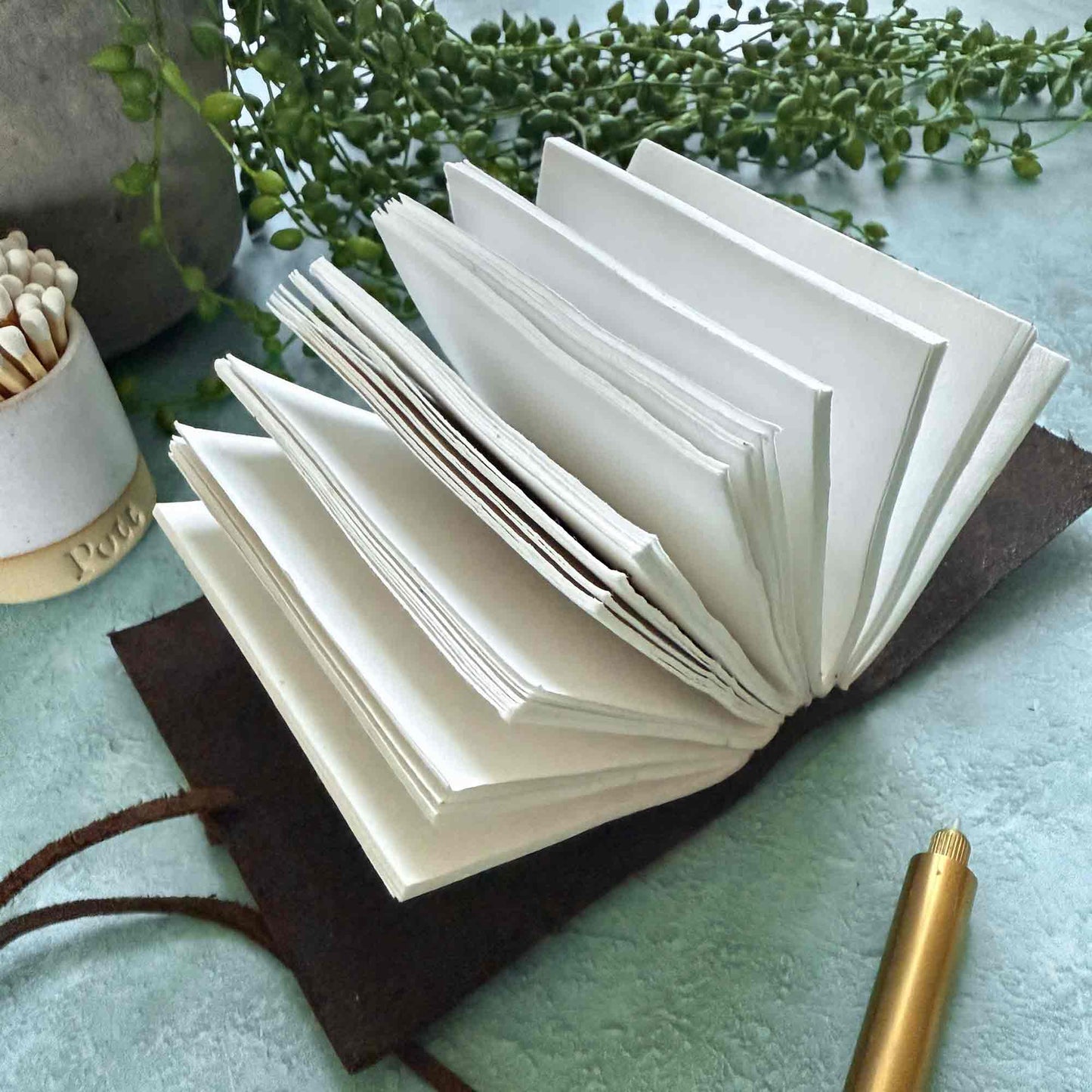 A7 Handmade Leather Notebook, Dark Brown