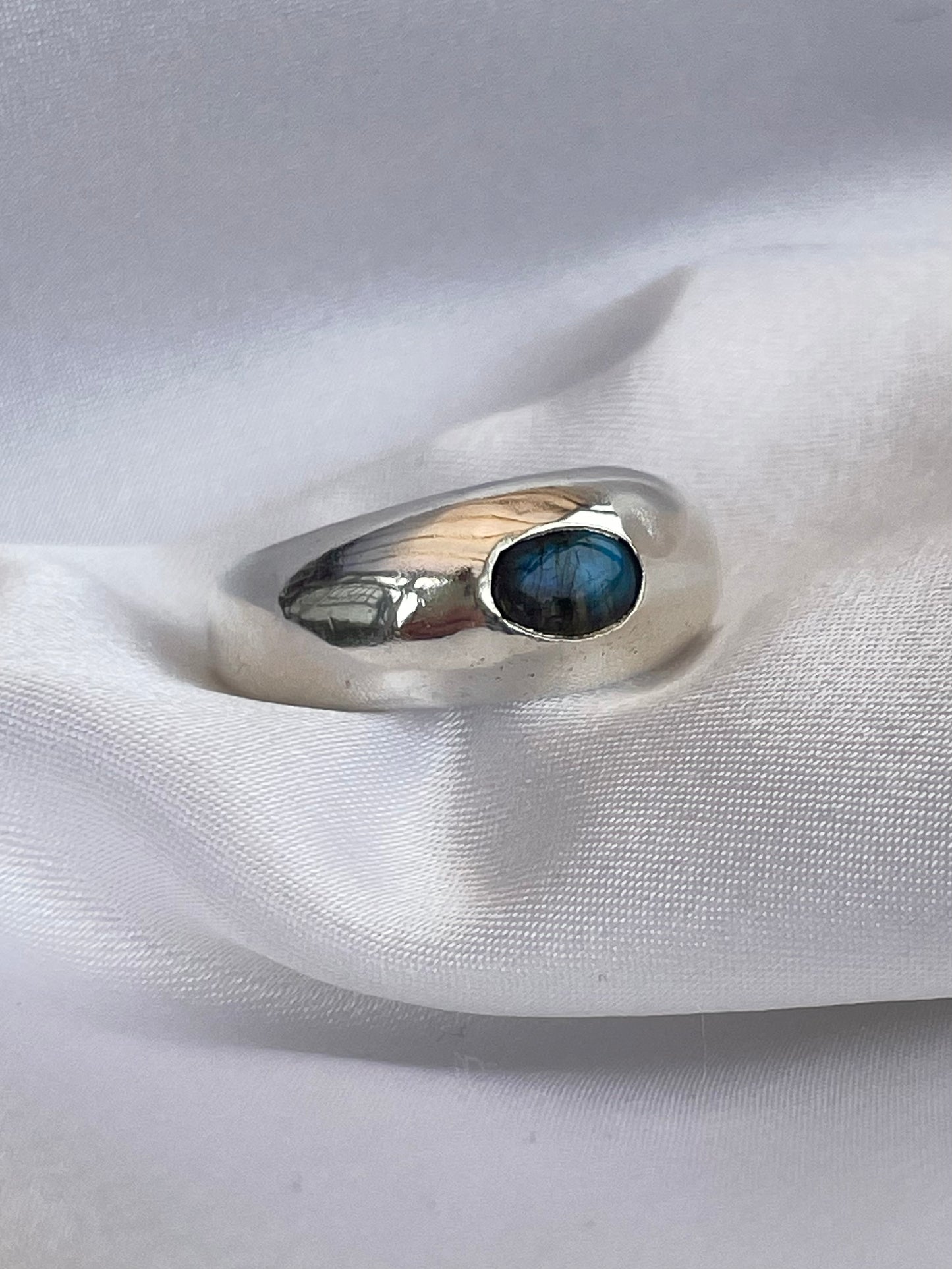 Silver & Labradorite Domed Ring