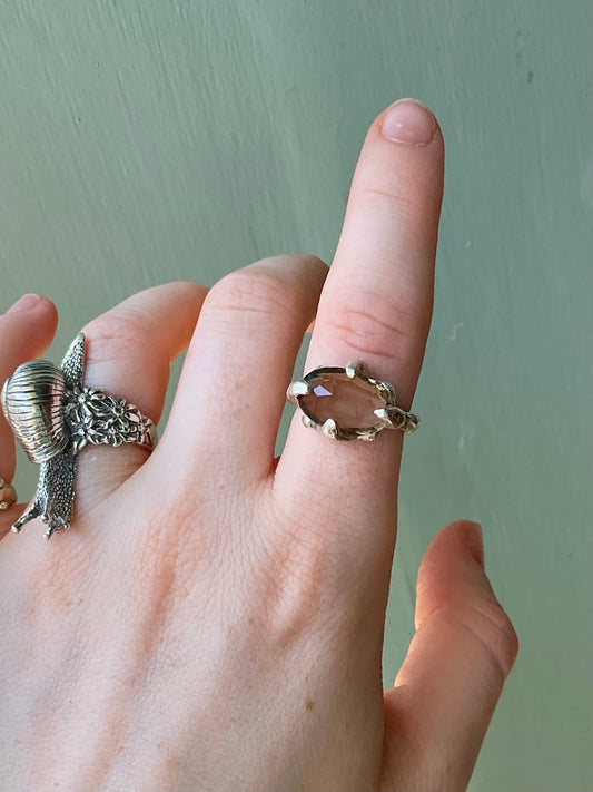 East West Smokey Quartz Ring