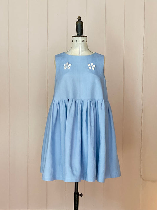 Frank mini dress, blue daisies