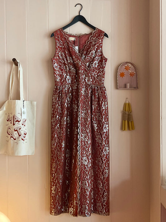 Vintage Bordeaux Lace Jumpsuit