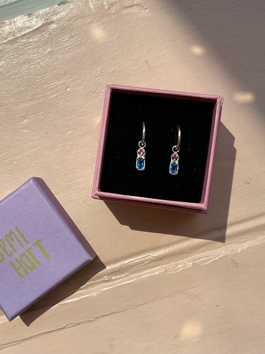 Pink & Blue Charm Hoops